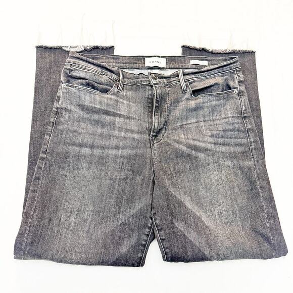 Frame Le High Straight Bosworth LHSTRA134 Charcoal Gray Denim Jeans SIze 33 - Picture 4 of 8